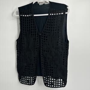 Midnite Womens Lattice Front Vest Size M Y2K Vintage‎ Boho Statement Piece